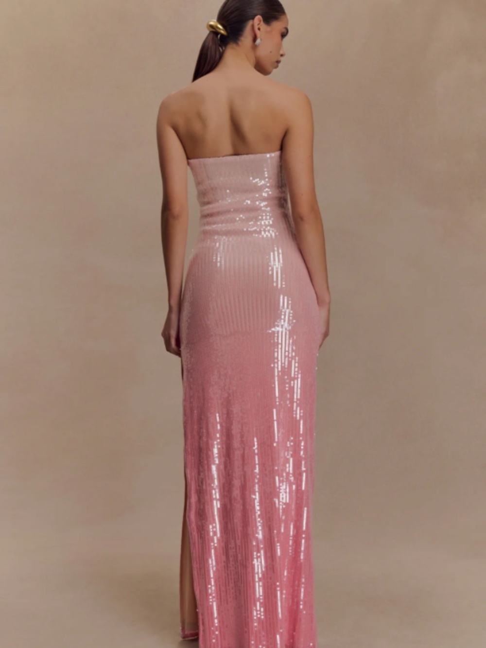 Meshki Miranda Strapless Sequin Maxi Dress - Ombre Pink - Picture 2 of 5